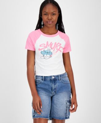 Love Tribe - Juniors' Smurfs Raglan Short-Sleeve T-Shirt