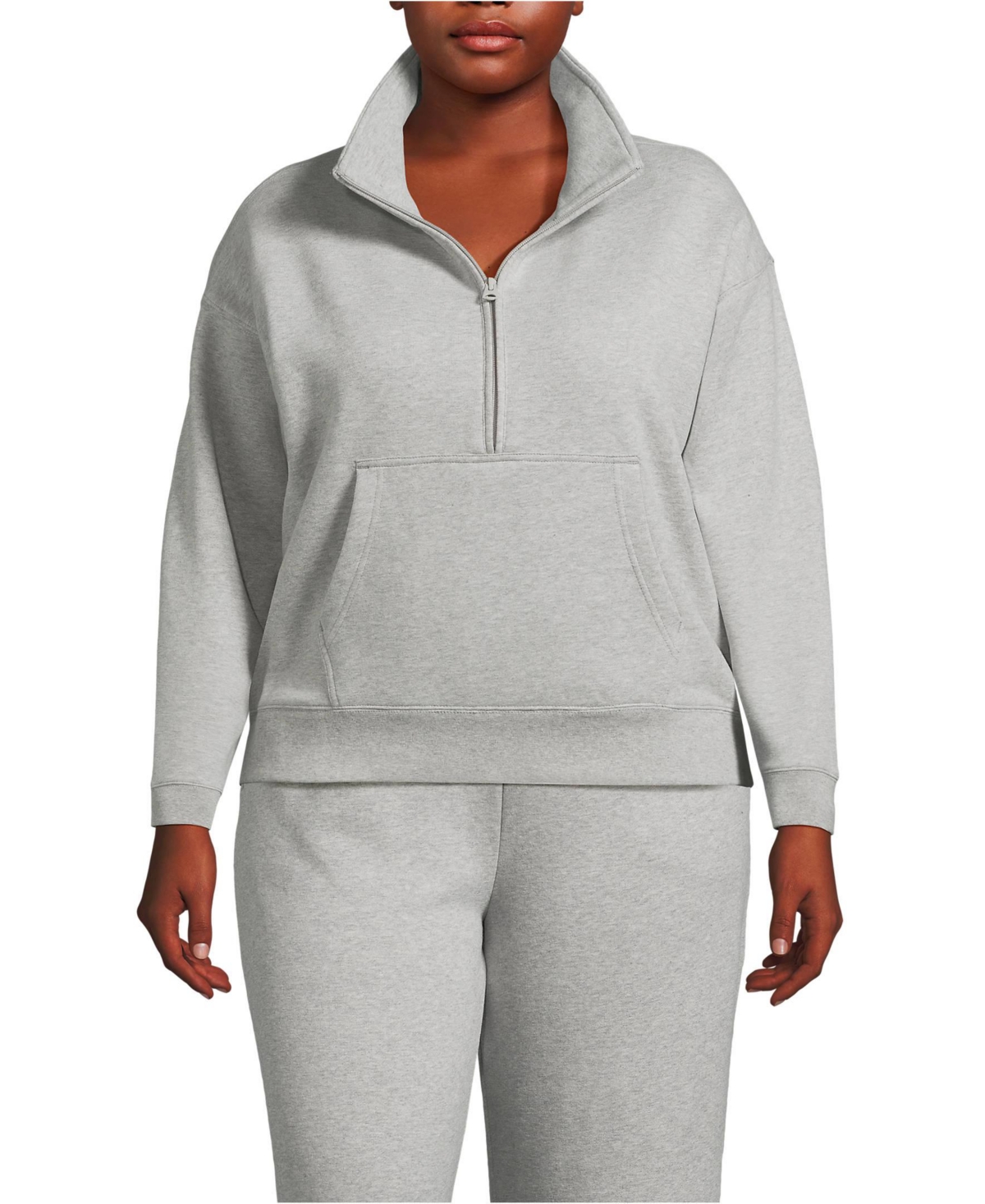 Lands' End Plus Size Serious Sweats Relaxed Long Sleeve Half Zip Sweatshirt