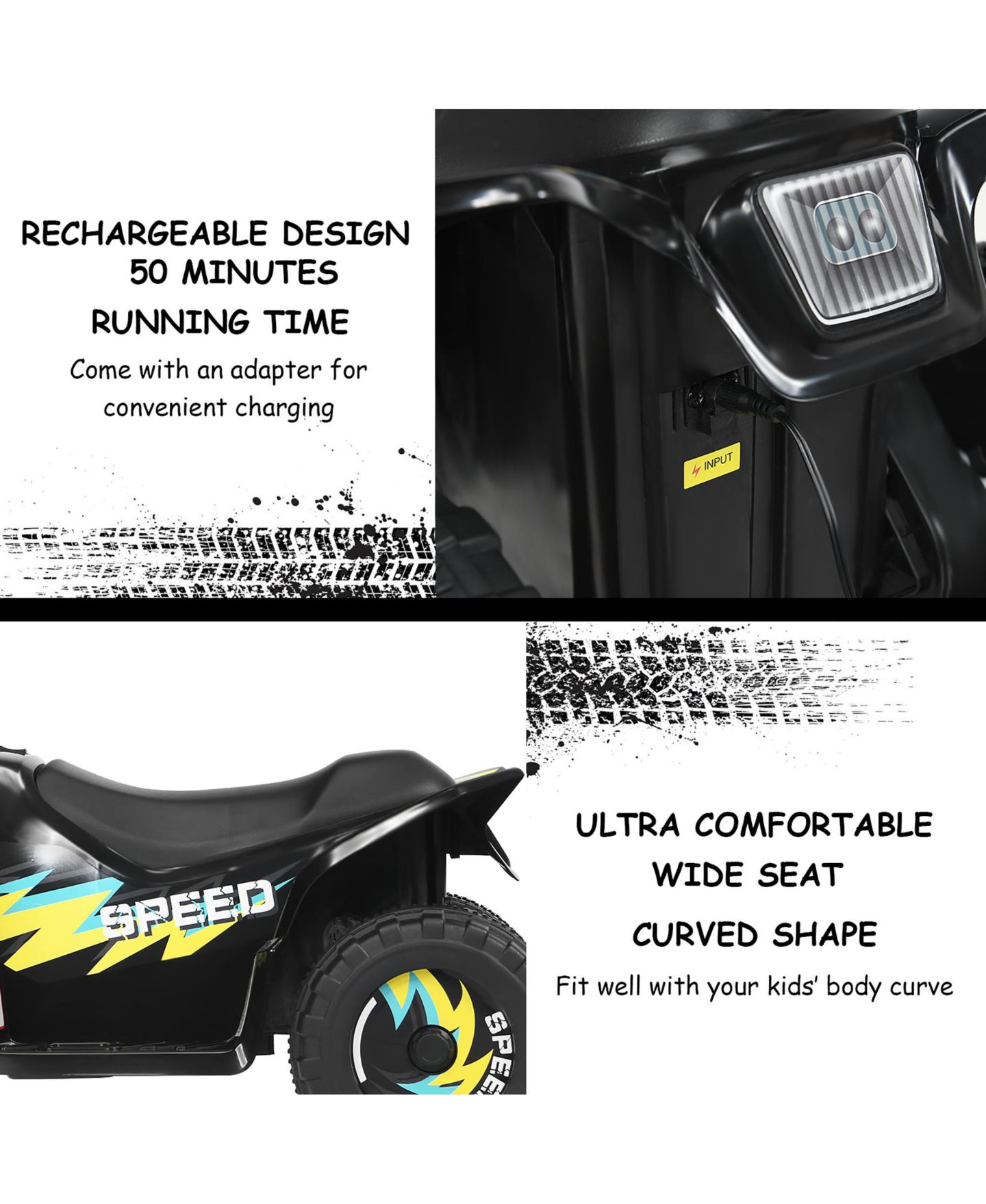 Детская игрушка Costway 6V Electric 4-Wheel Quad Ride-On Toy, 66-lb. Capacity, Ages 3+, цвет: Чёрный — фото 5