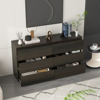 6-Drawers Wood Chest of Drawer Cabinet Organizer Dresser