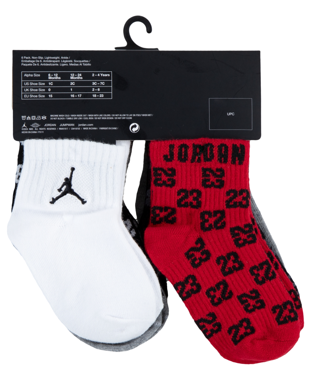 Jordan Baby Monogram Socks, 6-Pack