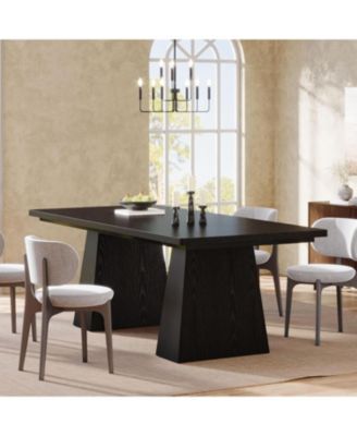 63-Inch Particleboard & Metal Frame Rectangular Farmhouse Dining Table With Tapered Legs