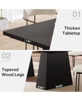63-Inch Particleboard & Metal Frame Rectangular Farmhouse Dining Table With Tapered Legs