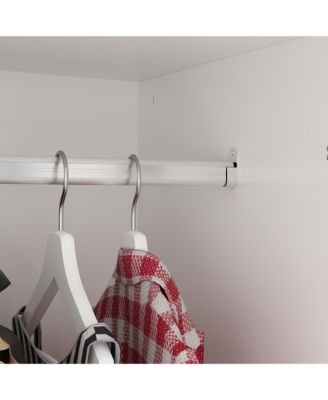 White 2-Door Wardrobe Armoire with 1-Drawers and Hanging Rod