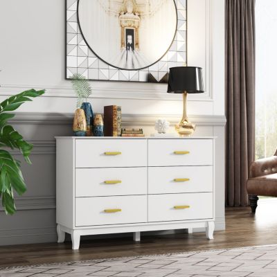 Wooden Accent Storage Cabinet with 6 Large Drawers