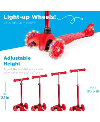 Kids Mini Kick Scooter Toy w/ Light-Up Wheels and Height Adjustable T-Bar