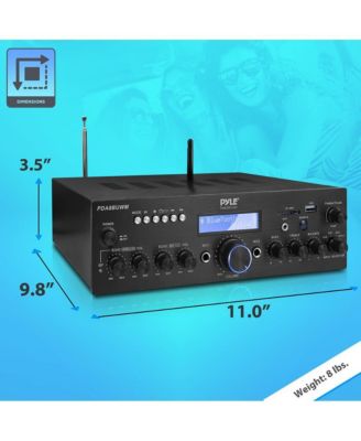 Bluetooth Stereo Amplifier Receiver With UHF Wireless Microphone, MP3/USB/SD/AUX/FM Radio, 200 Watt