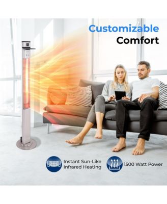 1500W Floor Standing Patio Heater with Remote Control and Three Power Settings