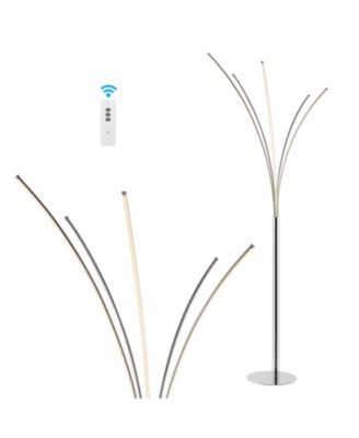 Fuochi Modern Minimalist Metal 5-Branch Arc Dimmable Integrated LED Floor Lamp with Remote Control
