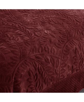 3 Pc Luxury Velvet Oversized Embroidery Soft and Plush Quilt Set Queen