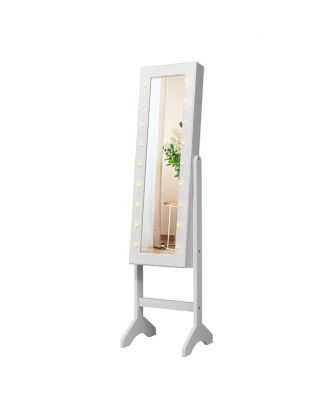 18 LED lights Mirrored Jewelry Cabinet Organizer
