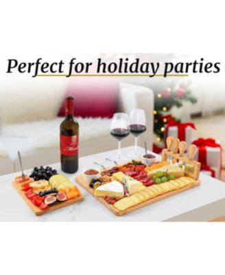 Bamboo Cheese Board Set – Extra Thick Charcuterie Board with 4-Piece Knife Set
