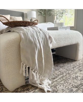 47" Boucle Upholstered Waterfall Bench, Modern Accent Bench for Bedroom, Entryway, or Living Room-Maison Boucle