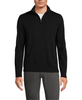 Men's Long Sleeve Fine Gauge Cotton Quarter Zip Sweater