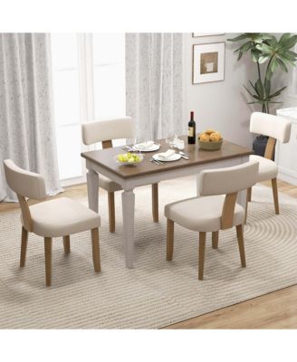 Set of 4 Armless Dining Chairs with Curved Backrests & Padded Seat Cushions
