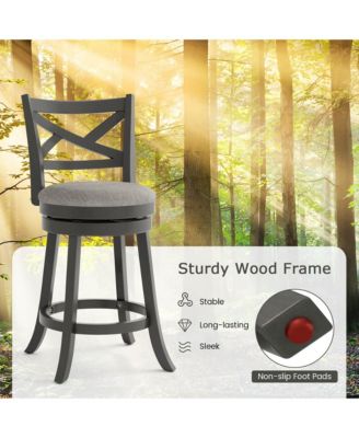 Swivel Bar Stools Set of 4 Counter Height Chairs with Hollow Back Soft-padded Seat