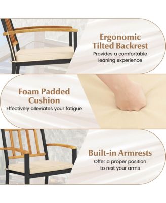 Patio Dining Chairs Set of 4 Metal Outdoor Chairs with Removable Padded Cushions