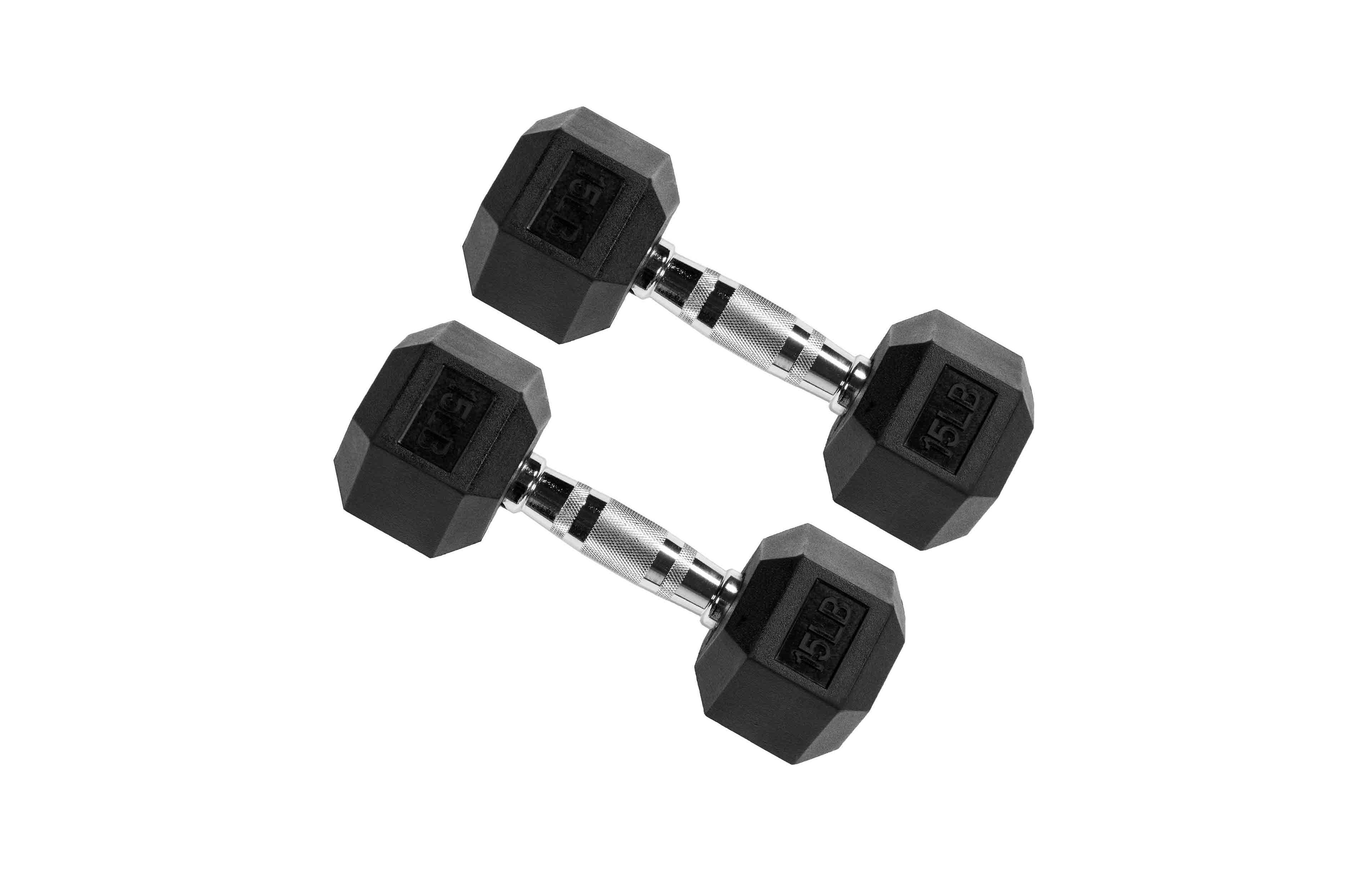 Signature Fitness Hex Dumbbells Strength Training Workout Equipment Set, 15 lbs