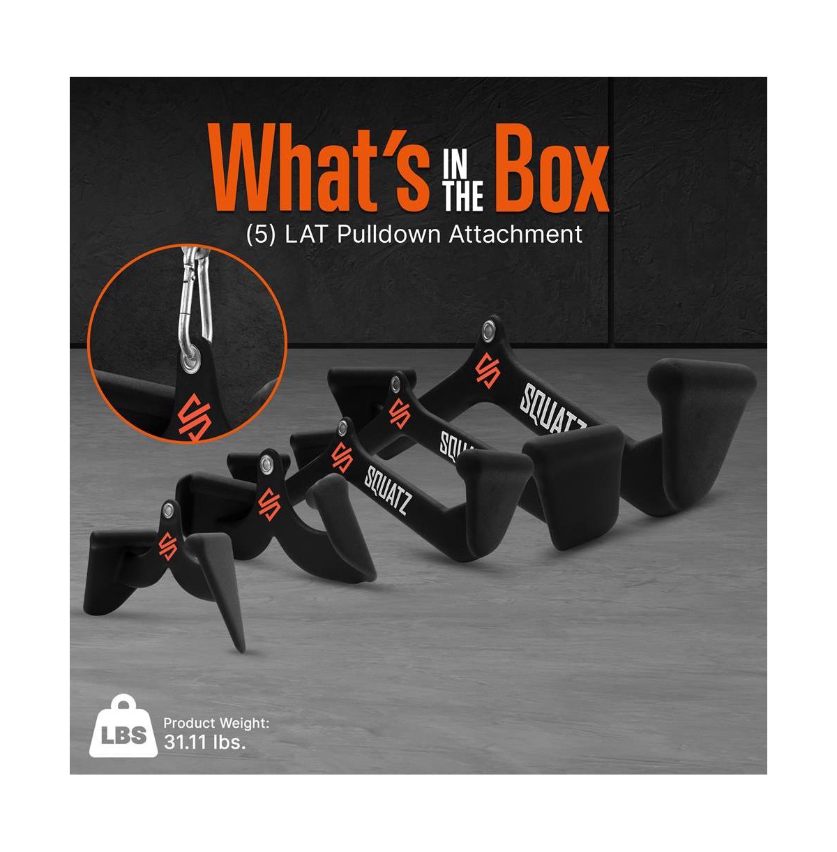 Squatz 5-Piece Lat Pulldown Cable Attachment Set for Weight Machines