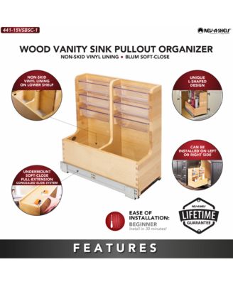 30" Wood Vanity Base Cabinet Organizer w/ Soft-close, 441-15VSBSC-1