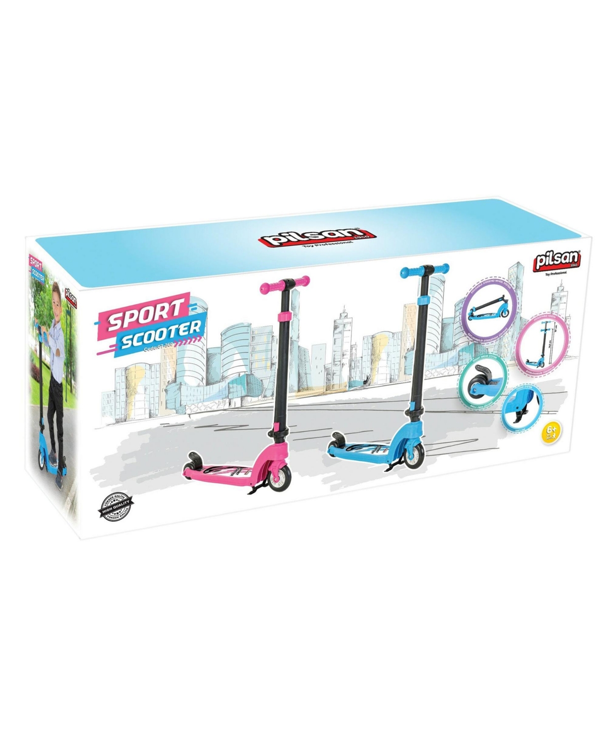 Pilsan 07-360 Children's Outdoor Ride-On Toy Sport Scooter for Ages 6+,- Green