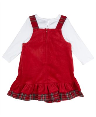 Rare Editions Baby Girl Santa's Sleigh Applique Dress, 2-Piece Set - Macy's