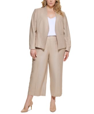 Plus Size 100% Linen Open-Front Blazer