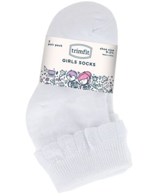 3-Pack Scalloped Socks, Little Girls & Big Girls