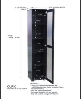 Tall Curio Cabinet – Bookshelf with 5 Shelves & Glass Door for Living Room, Kitchen, Bedroom or Office