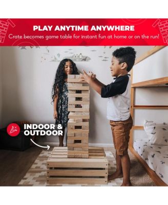 Premium Giant Tower Game w/ Storage Crate / Outdoor Game Table Set |  60 Large Blocks | Jumbo Lawn Games | Big Yard Game