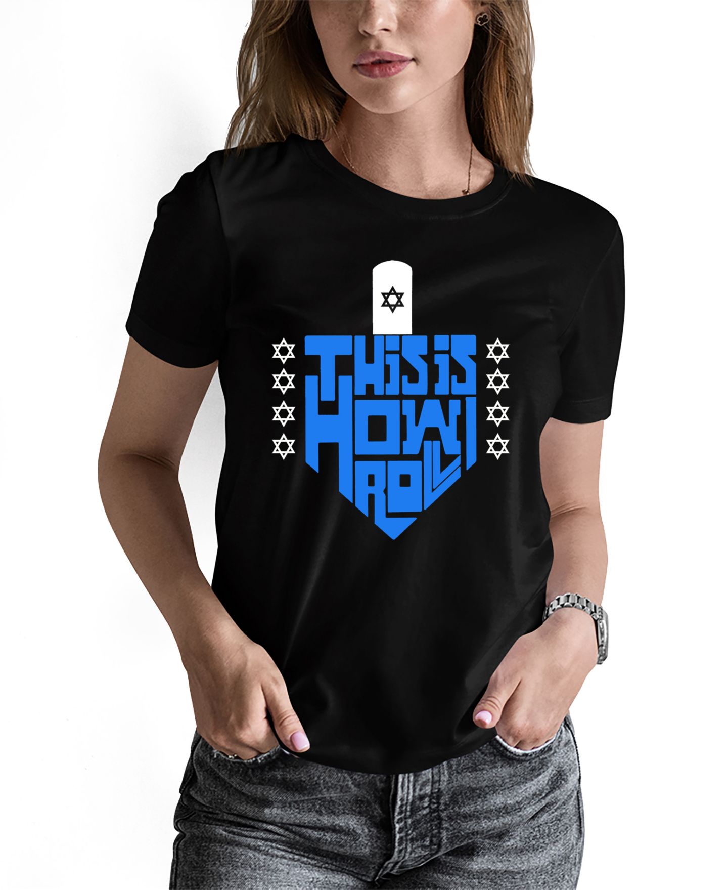Женская футболка LA Pop Art This is How I Roll Word Art Crew Neck, цвет: Чёрный — фото 1
