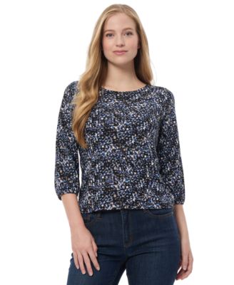 Jones New York - Women's Printed Crepe 3/4-Sleeve Top