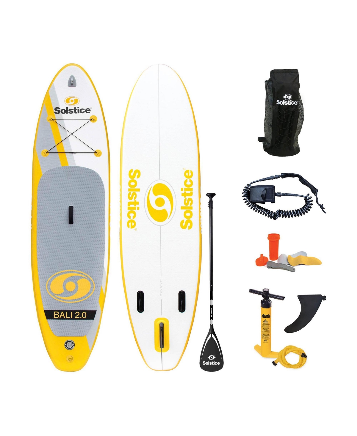 Watersports Bali 2.0 10.5 Foot Inflatable Stand-Up Paddle Board Kit - Yellow and white