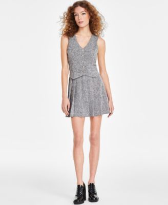 City Studios - Juniors' Pleated Fit & Flare Vest Dress