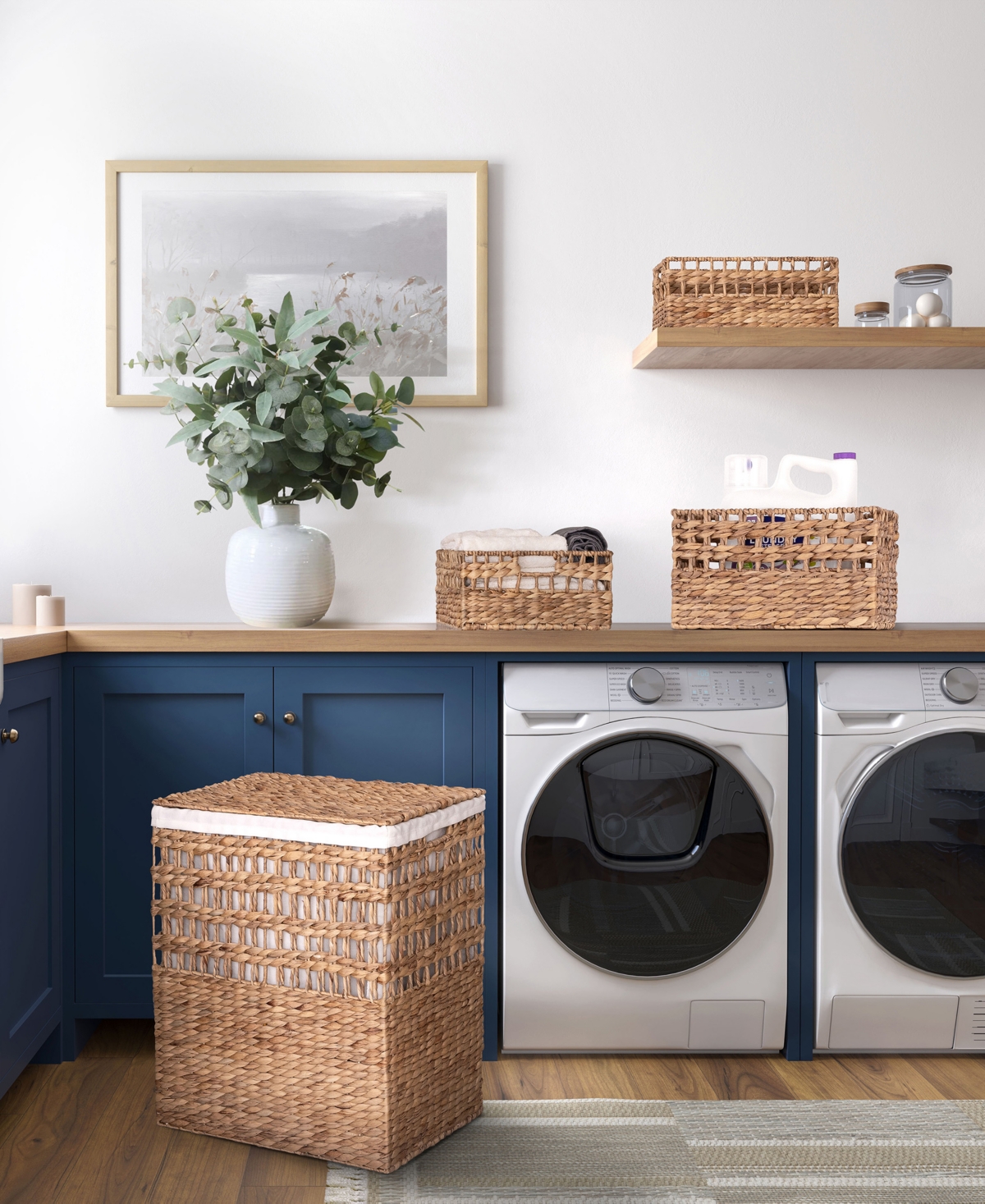 Seville Classics 4-piece Water Hyacinth Laundry Hamper And Basket Set In Natural
