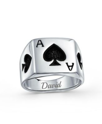 Lucky Las Vegas Gambler Ace Of Spade Ring .925 Sterling Silver
