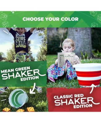 Yardzee, Farkle & 20+ Games - Classic Red Shaker Edition (All Weather) with Red Collapsible Bucket, Lid & Score Cards