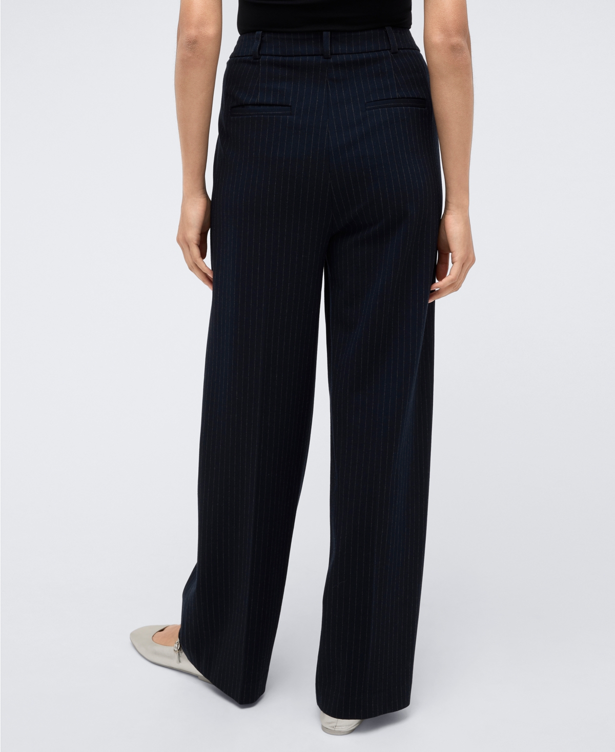 Kenneth Cole Women's Fly-Front High-Rise Wide-Leg Pants -Grey