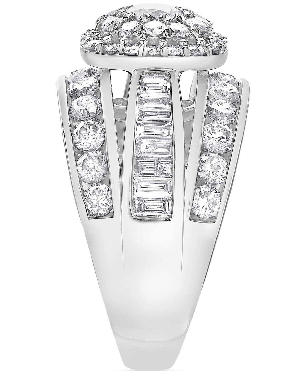 Macy's Diamond Round Multirow Cluster Ring (3 Ct. T.w.) In 14k White Gold In White Gold