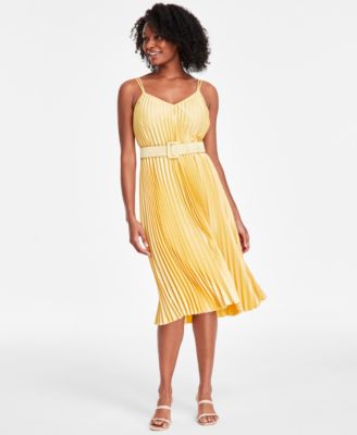 Sam Edelman Women's Belted V-Neck Pleated Dress - Macy's
