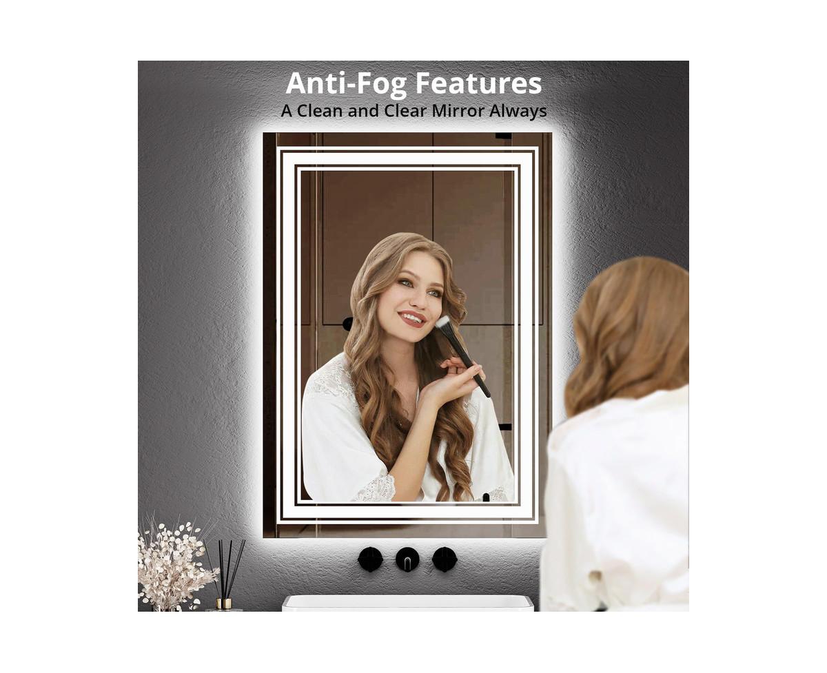 Garmin 48x32 Led Bathroom Mirror with Lights,Anti-Fog,Dimmable,Backlit + Front Lit,Memory,Bathroom Vanity Mirror with Lights,Lighted Bathroom Mirror,3