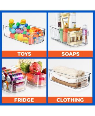 Set Of 8 Refrigerator Organizer Bins - 4 Wide and 4 Narrow Stackable Fridge Organizers for Freezer, Kitchen, Countertops, Cabinets