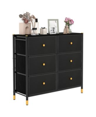 6-Drawer Fabric Dresser Tower Wide Chest of Drawers Storage Organizer Bedroom