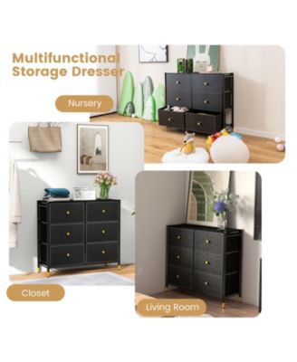 6-Drawer Fabric Dresser Tower Wide Chest of Drawers Storage Organizer Bedroom