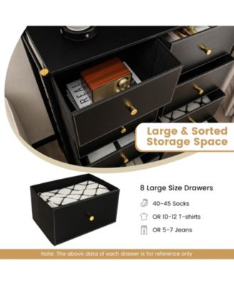 8-Drawer Fabric Dresser Tower Wide Chest of Drawers Storage Organizer