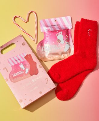 2-Pc. Cozy & Sweet Candy Cane Foot Mask & Socks Set