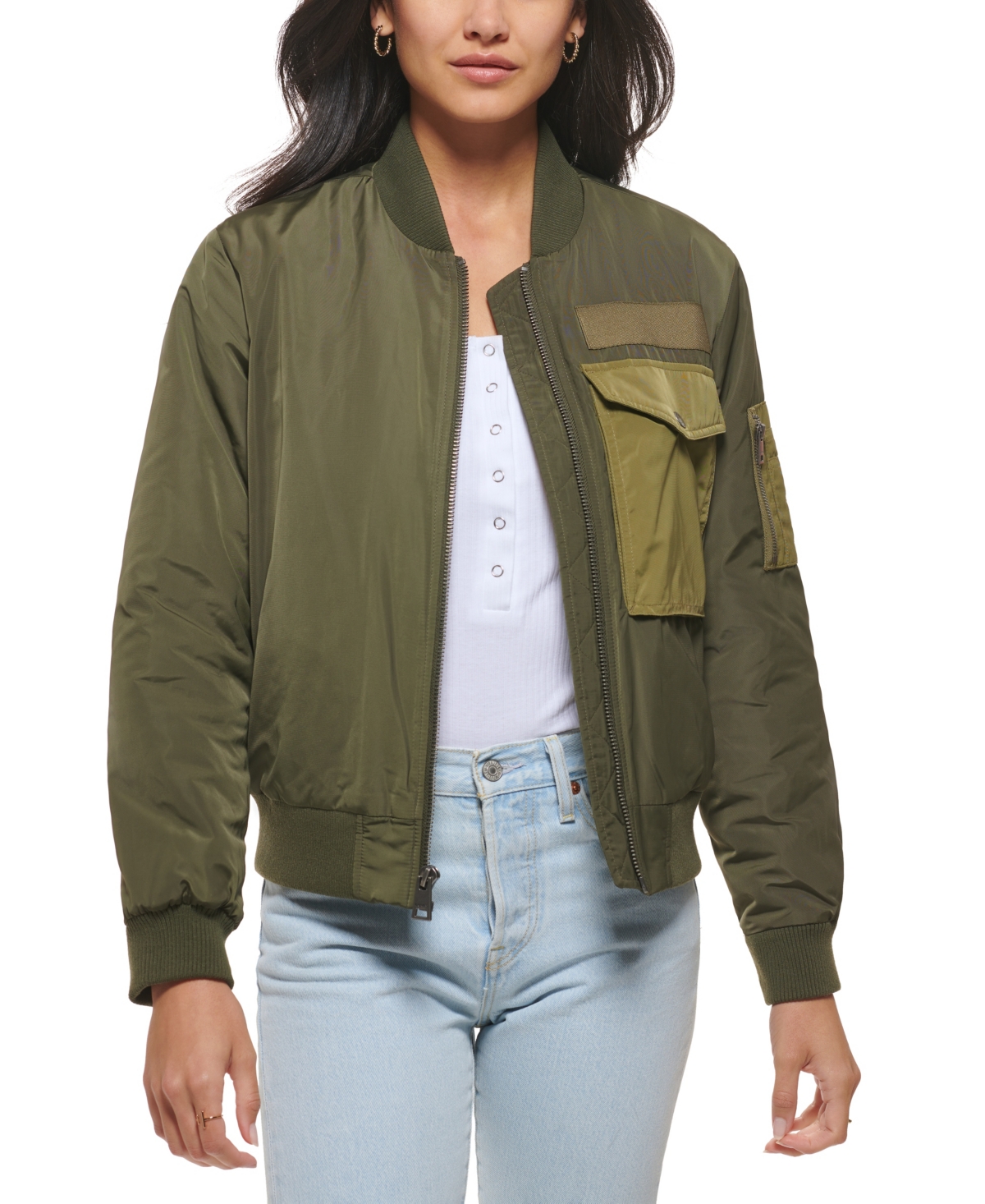Women's Fashion Flight Bomber Jacket - Black