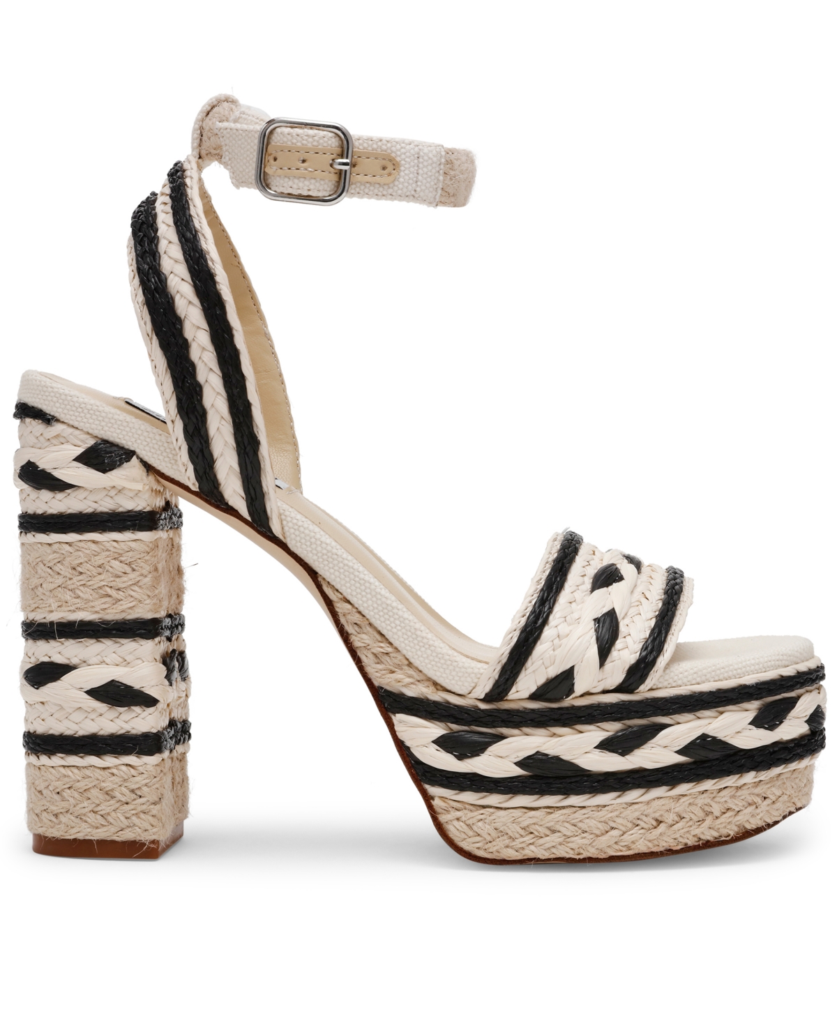 Steve Madden Women's Luccie Platform Raffia Dress Sandals In Black Multi Jute