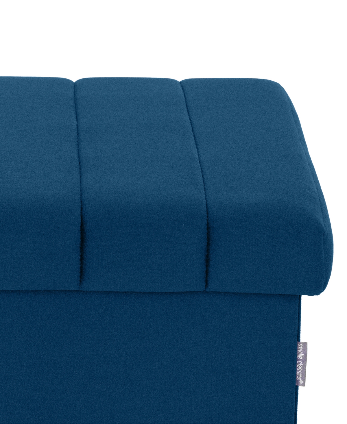 Seville Classics Tufted Storage Ottoman In Blue