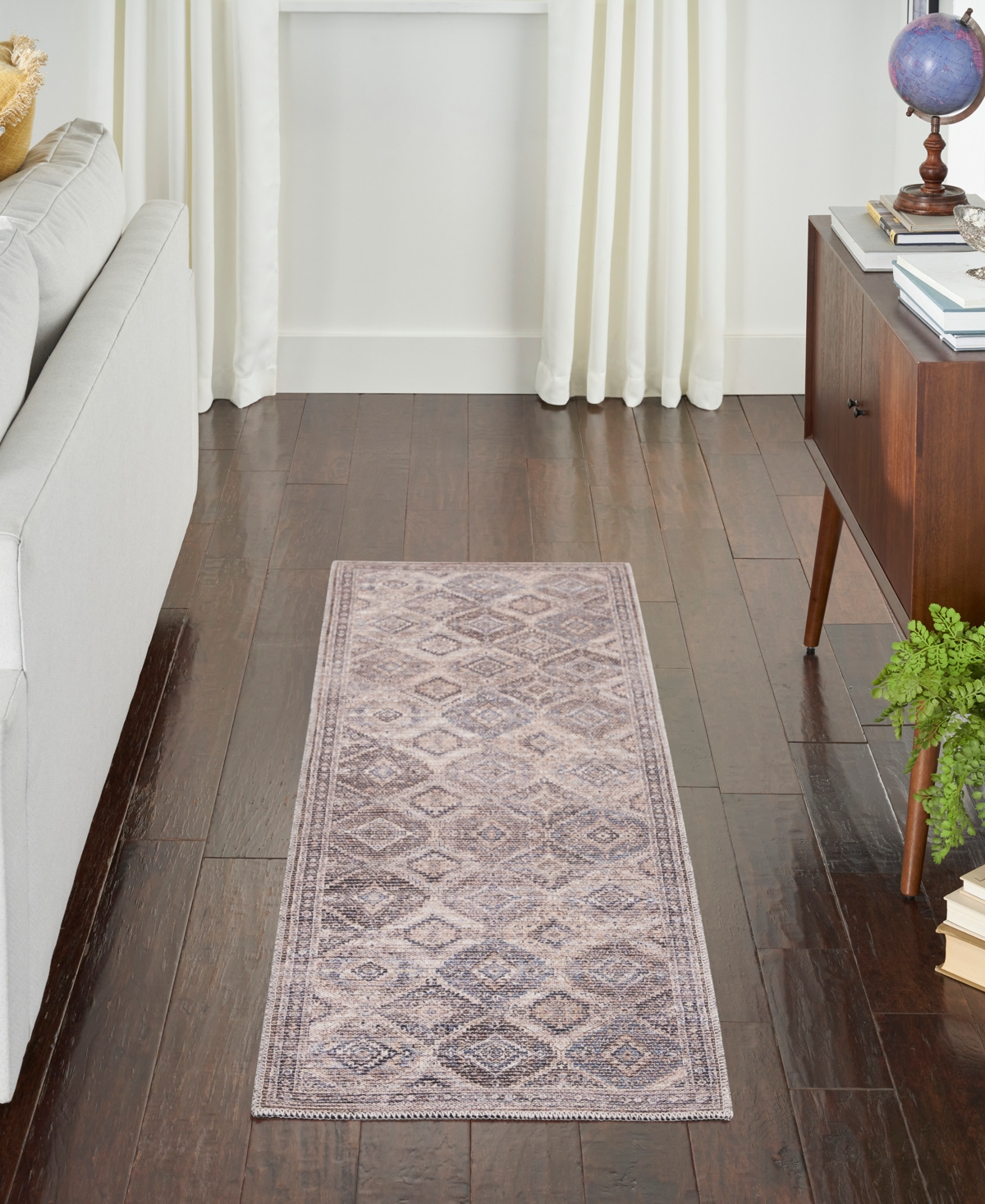 Nicole Curtis Machine Washable Series 1 SR103 2'2''x8' Area Rug - Tan